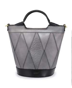 Old Trend Primrose Mini Bucket Tote Handcrafted Genuine Leather Bag in Grey NEW
